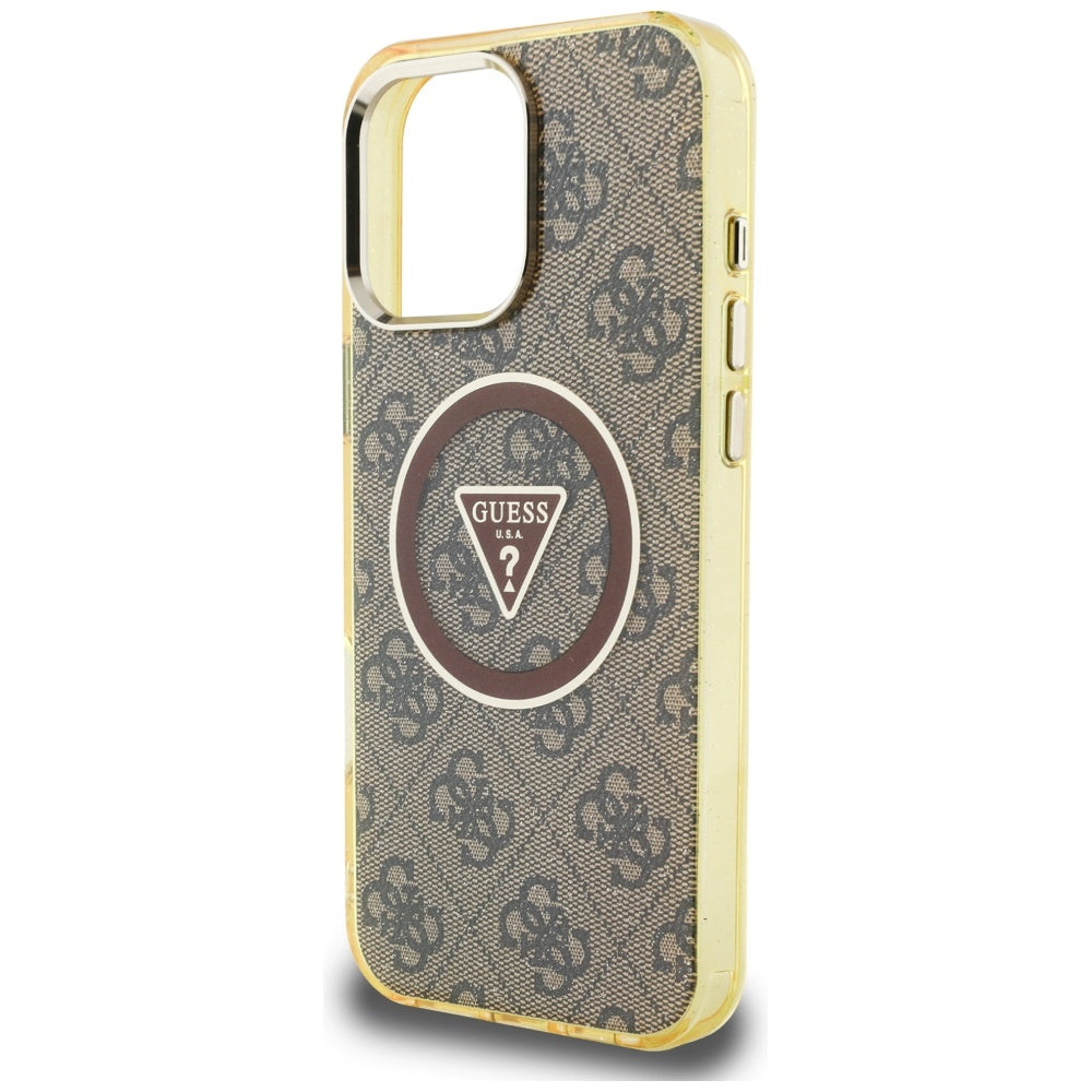 MagSafe cover til Apple iPhone 16 Pro, Guess, IML Glitter 4G Circle Triangle, Brun