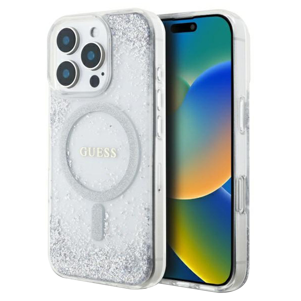 MagSafe cover til Apple iPhone 16 Pro, Guess, IML Glitter Gradient, Sølvfarvet