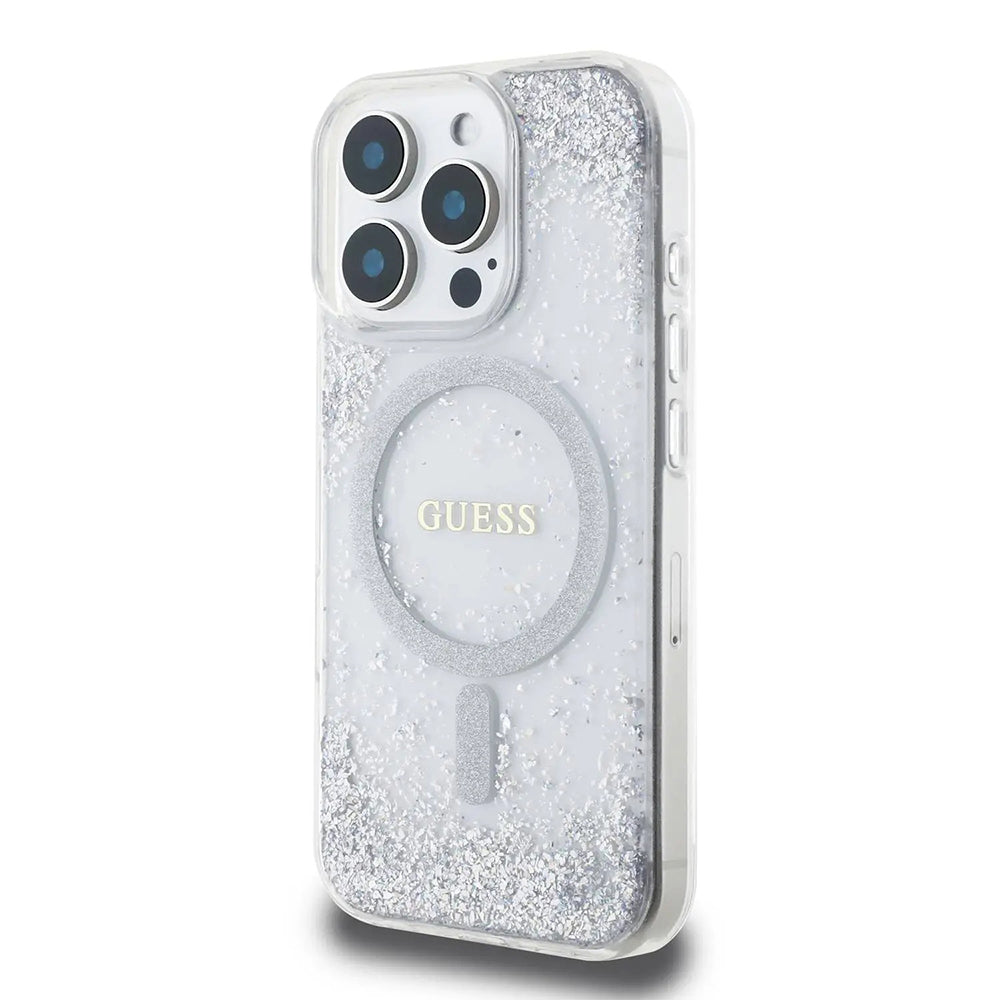 MagSafe cover til Apple iPhone 16 Pro, Guess, IML Glitter Gradient, Sølvfarvet