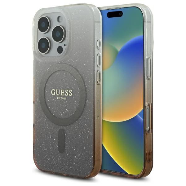 MagSafe cover til Apple iPhone 16 Pro, Guess, IML Glitter Gradient, Brun