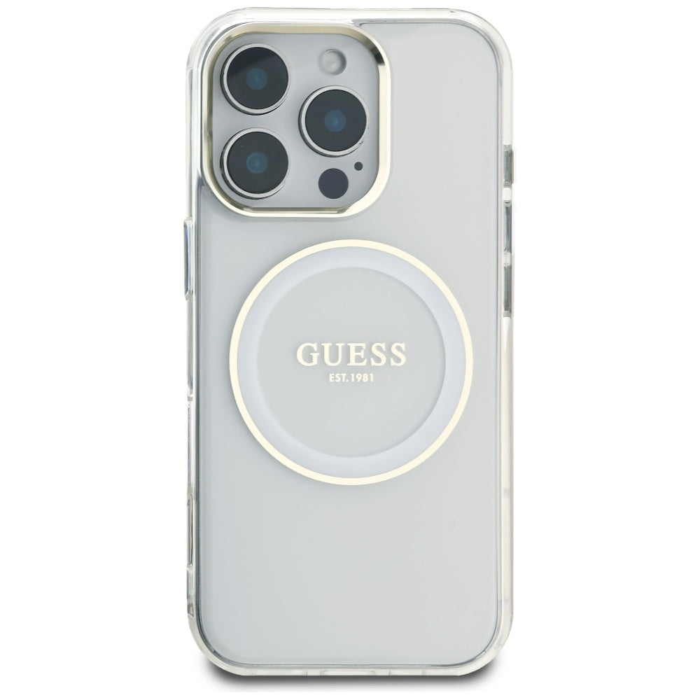 MagSafe cover til Apple iPhone 16 Pro, Guess, IML Metal Colored Circle, Hvid