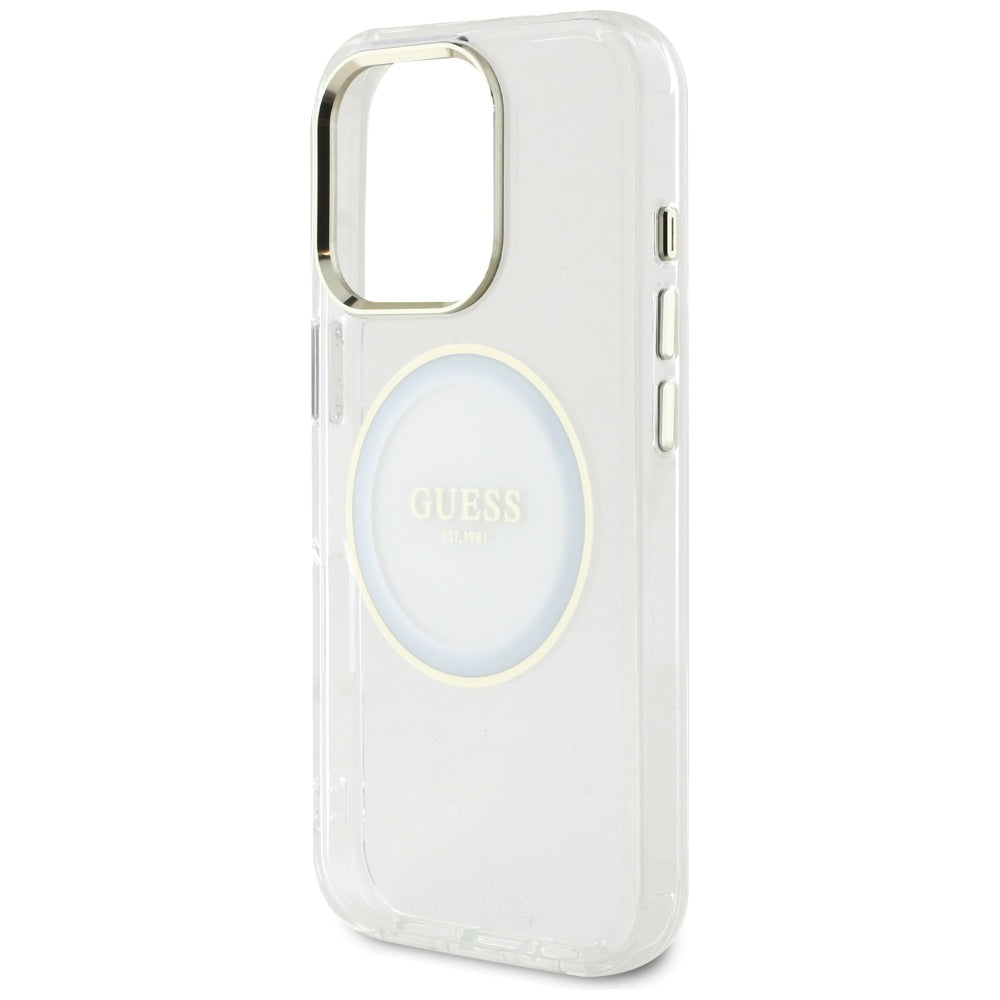 MagSafe cover til Apple iPhone 16 Pro, Guess, IML Metal Colored Circle, Hvid