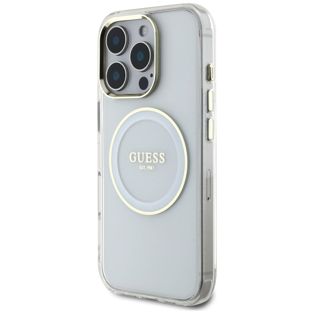 MagSafe cover til Apple iPhone 16 Pro, Guess, IML Metal Colored Circle, Hvid