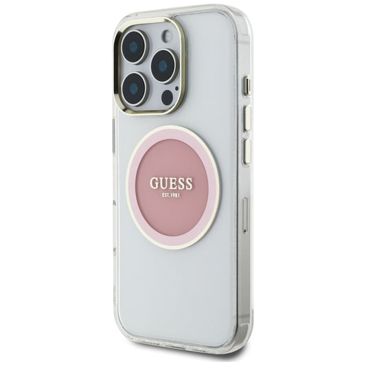MagSafe cover til Apple iPhone 16 Pro, Guess, IML Metal Colored Circle, Pink