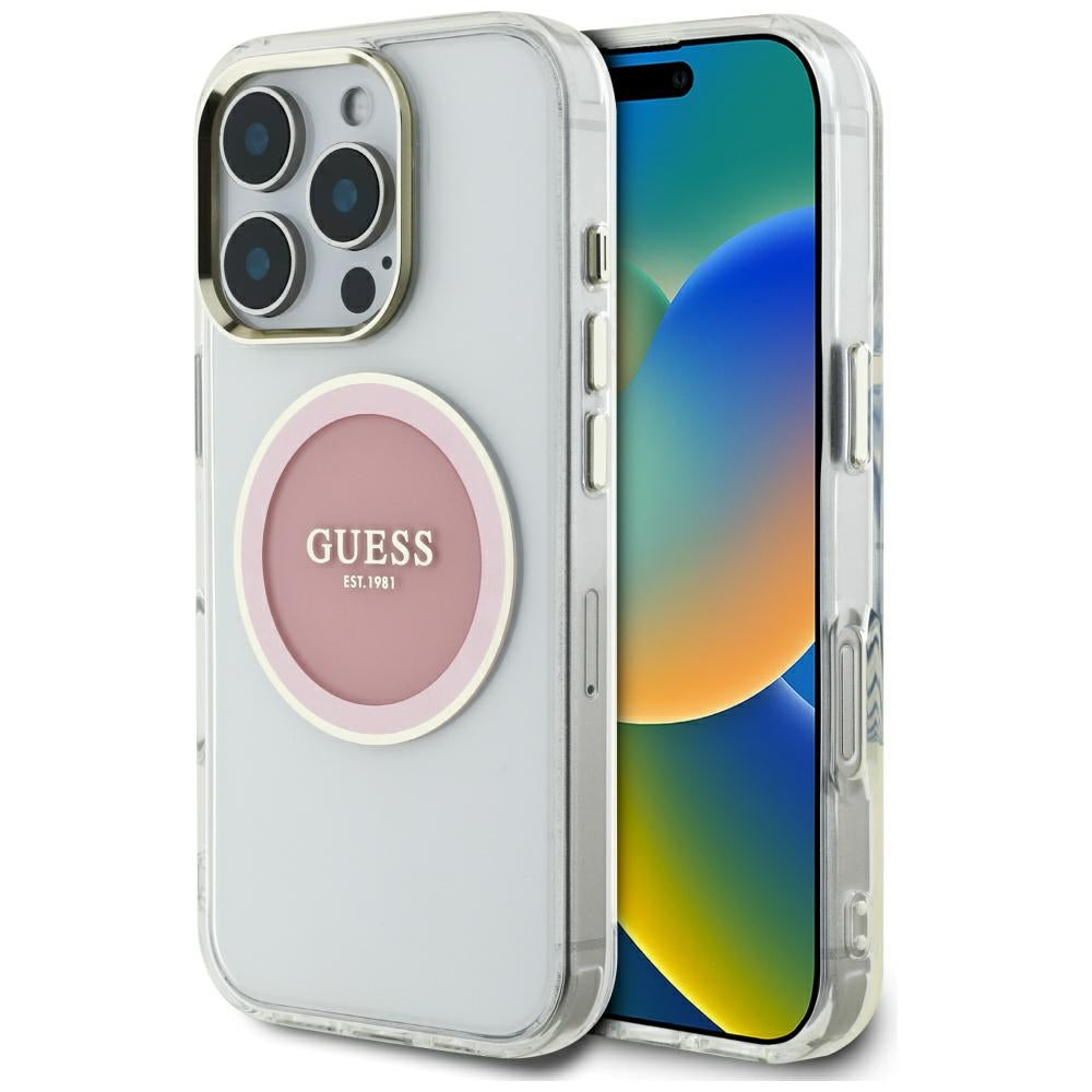 MagSafe cover til Apple iPhone 16 Pro, Guess, IML Metal Colored Circle, Pink