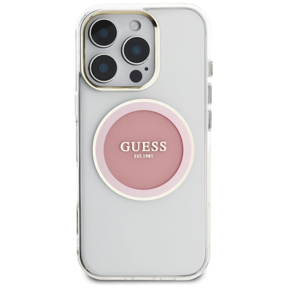 MagSafe cover til Apple iPhone 16 Pro, Guess, IML Metal Colored Circle, Pink
