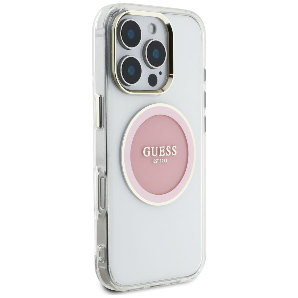 MagSafe cover til Apple iPhone 16 Pro, Guess, IML Metal Colored Circle, Pink