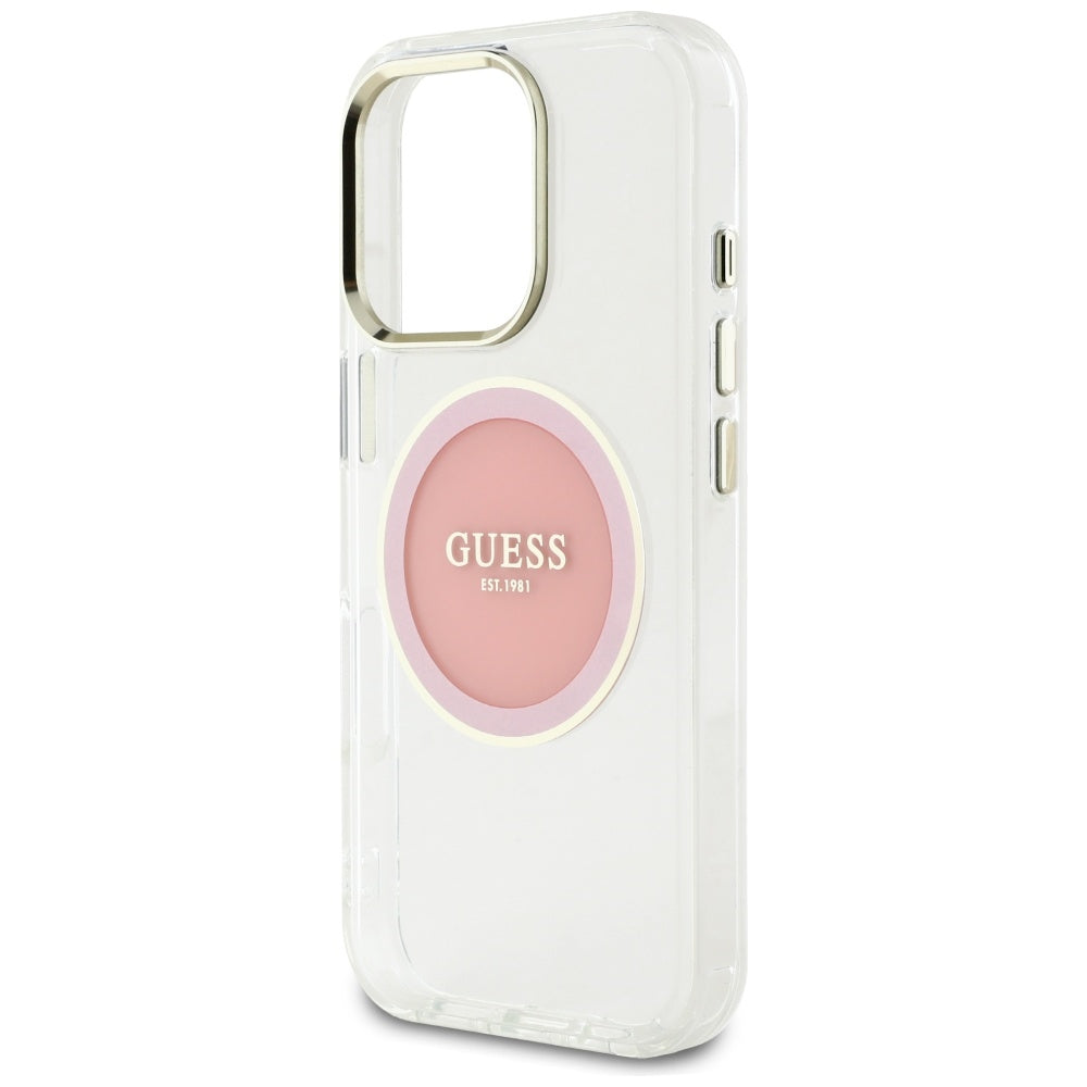 MagSafe cover til Apple iPhone 16 Pro, Guess, IML Metal Colored Circle, Pink