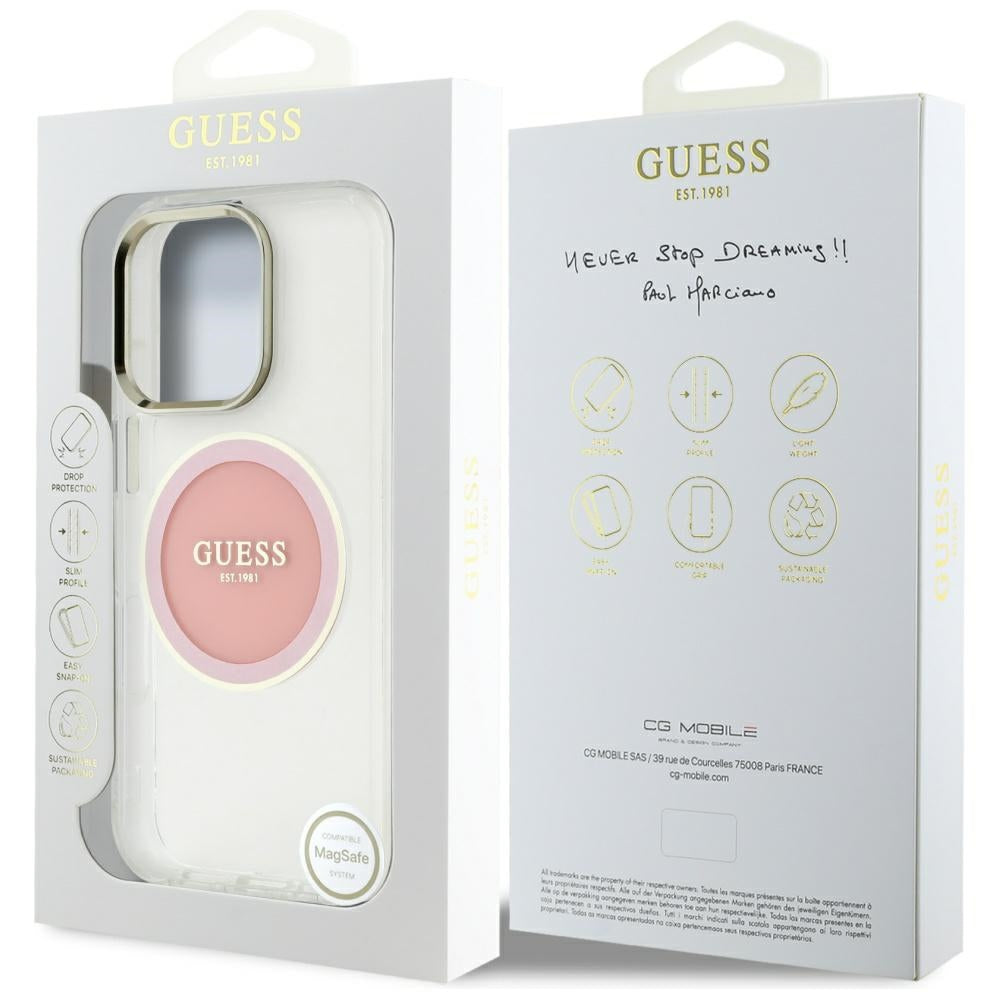 MagSafe cover til Apple iPhone 16 Pro, Guess, IML Metal Colored Circle, Pink