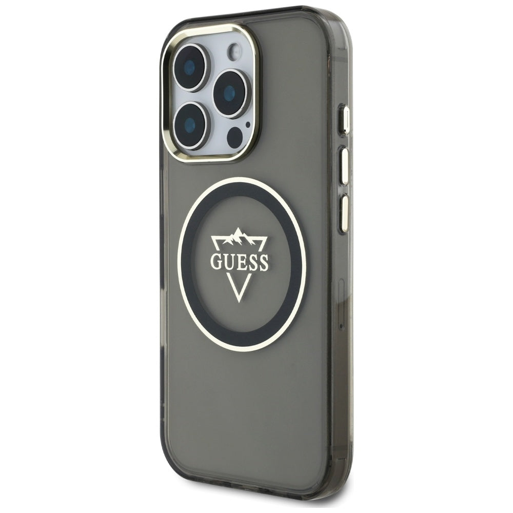 MagSafe cover til Apple iPhone 16 Pro, Guess, IML Metal Mountain Logo, Sort