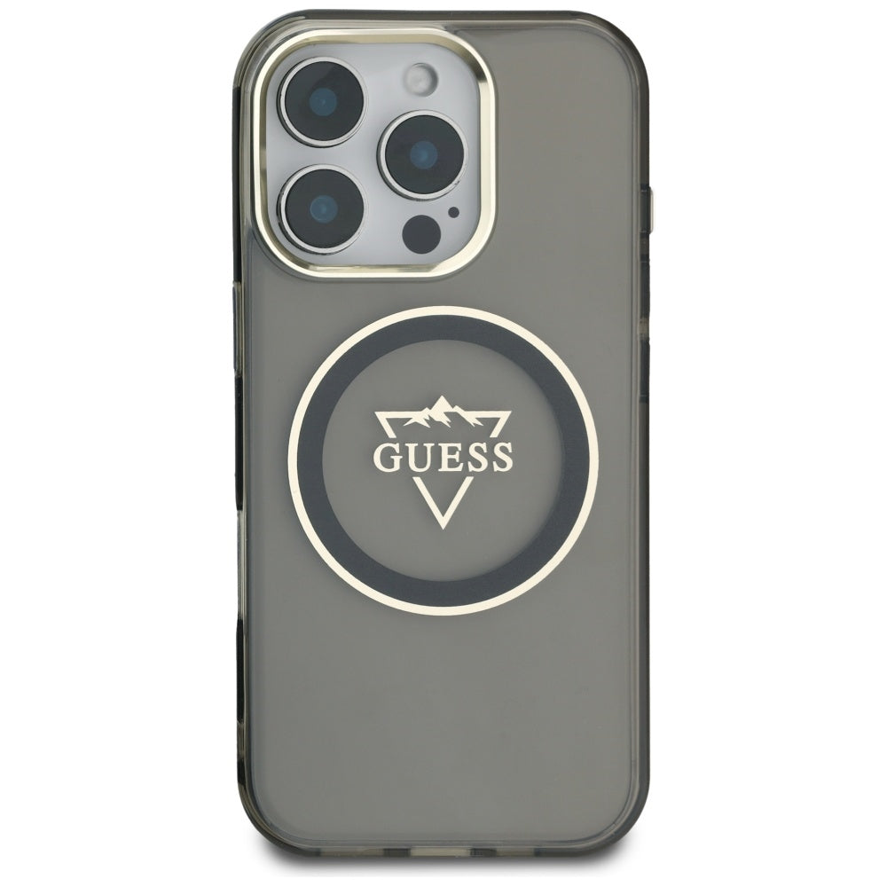 MagSafe cover til Apple iPhone 16 Pro, Guess, IML Metal Mountain Logo, Sort