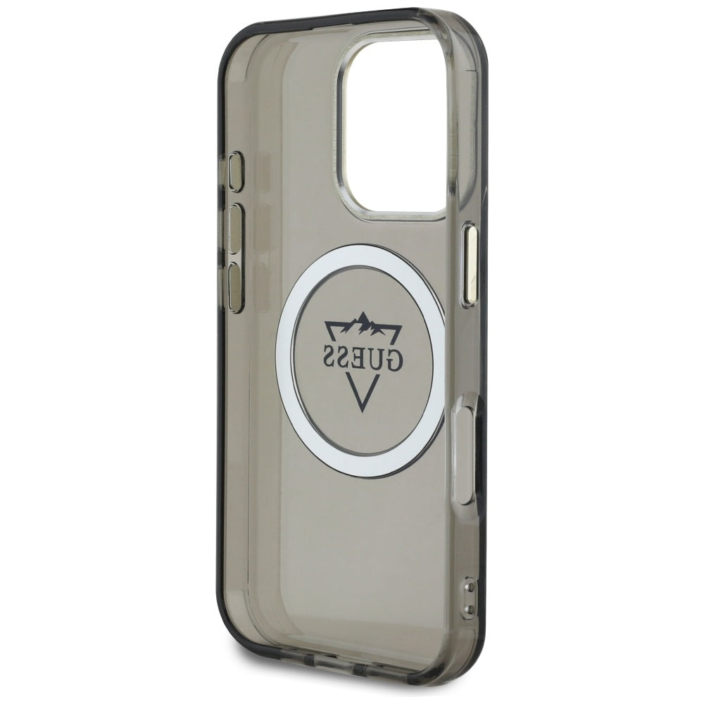MagSafe cover til Apple iPhone 16 Pro, Guess, IML Metal Mountain Logo, Sort