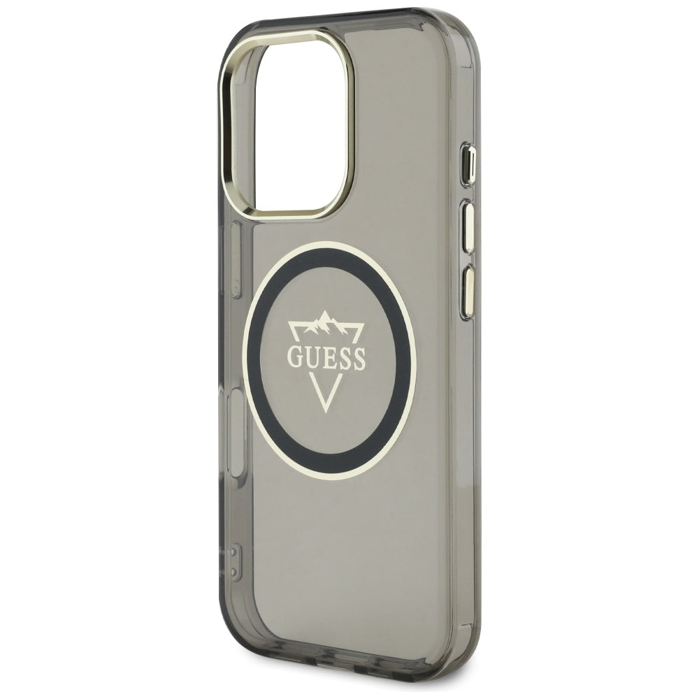 MagSafe cover til Apple iPhone 16 Pro, Guess, IML Metal Mountain Logo, Sort