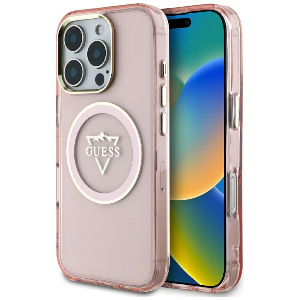 MagSafe cover til Apple iPhone 16 Pro, Guess, IML Metal Mountain Logo, Pink