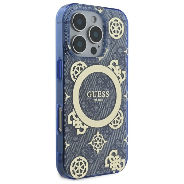 MagSafe cover til Apple iPhone 16 Pro, Guess, IML Peony On 4G Background, Blå