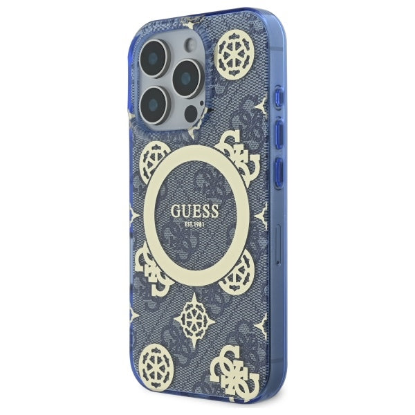 MagSafe cover til Apple iPhone 16 Pro, Guess, IML Peony On 4G Background, Blå