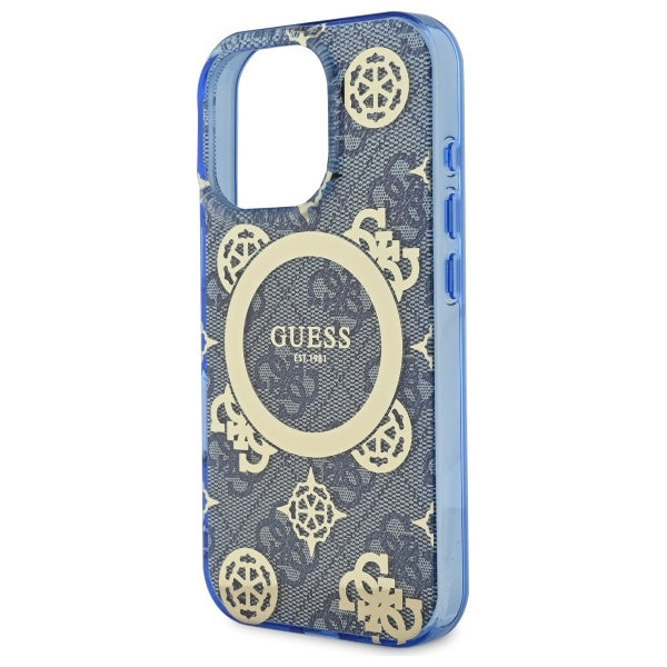 MagSafe cover til Apple iPhone 16 Pro, Guess, IML Peony On 4G Background, Blå