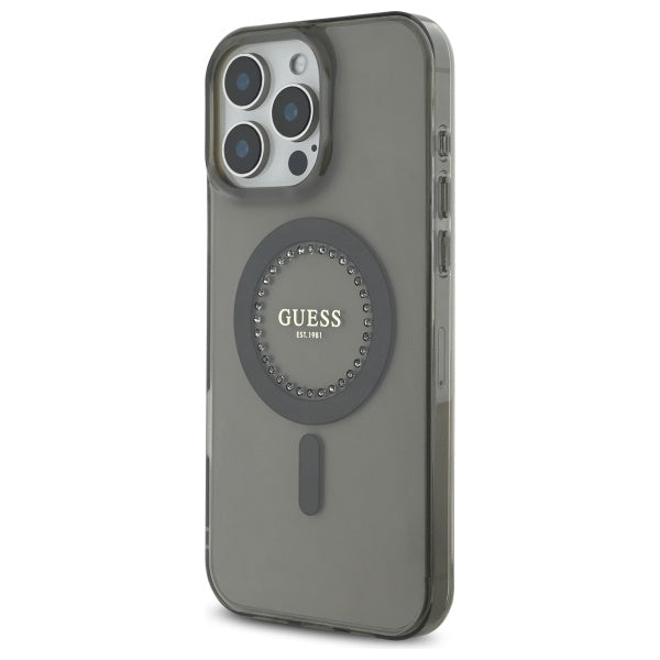 MagSafe cover til Apple iPhone 16 Pro, Guess, IML Rhinestone, Sort