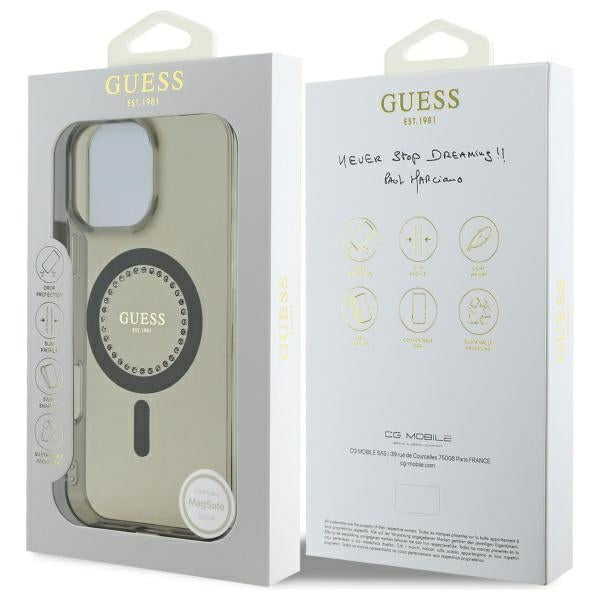 MagSafe cover til Apple iPhone 16 Pro, Guess, IML Rhinestone, Sort