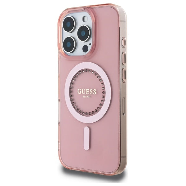 MagSafe cover til Apple iPhone 16 Pro, Guess, IML Rhinestone, Pink