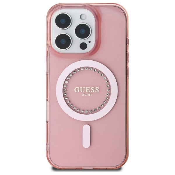 MagSafe cover til Apple iPhone 16 Pro, Guess, IML Rhinestone, Pink