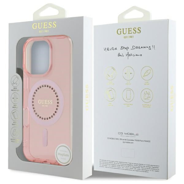 MagSafe cover til Apple iPhone 16 Pro, Guess, IML Rhinestone, Pink