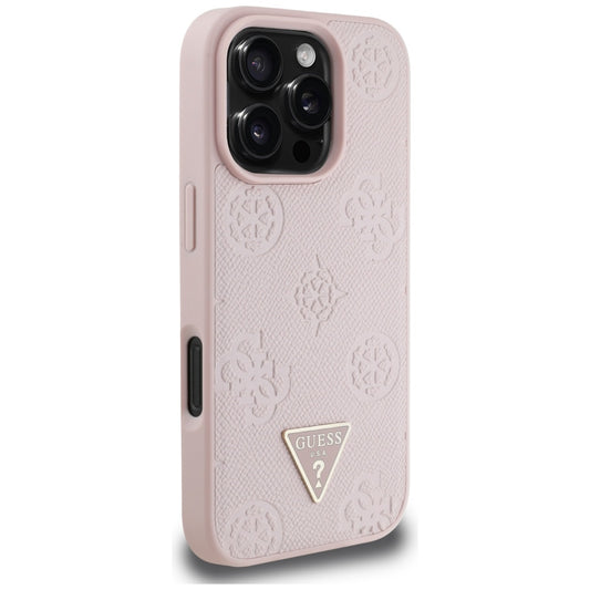 MagSafe cover til Apple iPhone 16 Pro, Guess, Peony Grained Hot Stamp Triangle, Pink