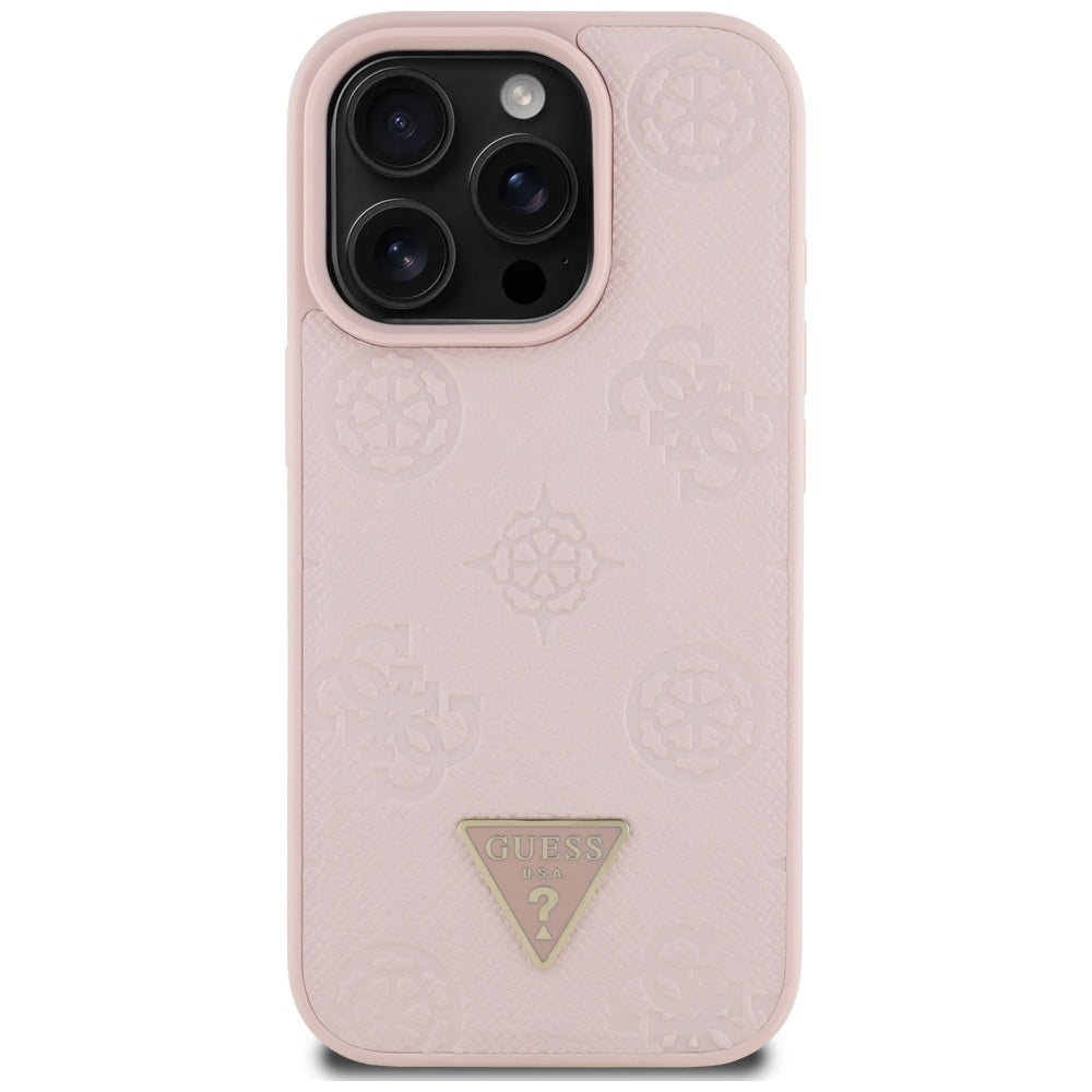 MagSafe cover til Apple iPhone 16 Pro, Guess, Peony Grained Hot Stamp Triangle, Pink