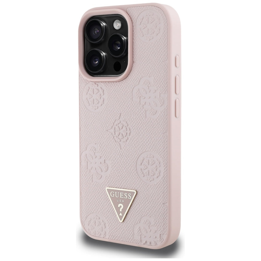 MagSafe cover til Apple iPhone 16 Pro, Guess, Peony Grained Hot Stamp Triangle, Pink