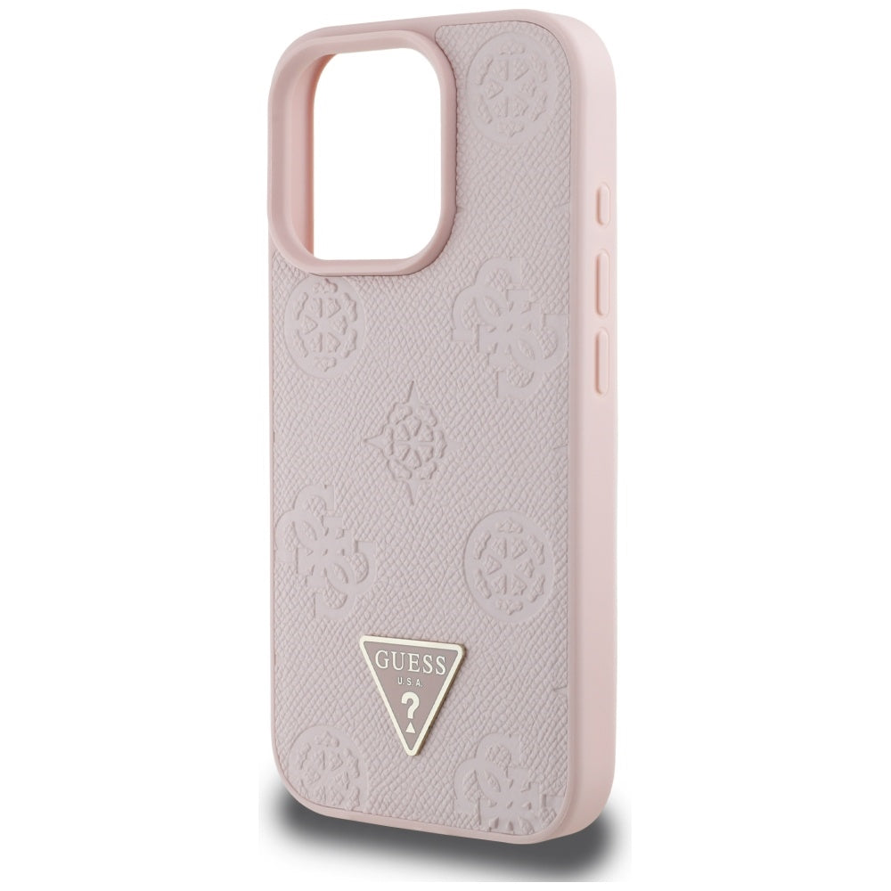 MagSafe cover til Apple iPhone 16 Pro, Guess, Peony Grained Hot Stamp Triangle, Pink