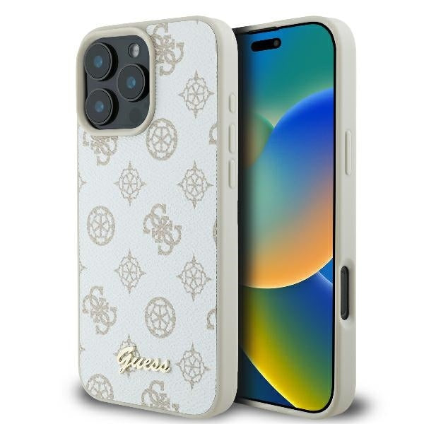 MagSafe cover til Apple iPhone 16 Pro, Guess, Peony Script, Hvid