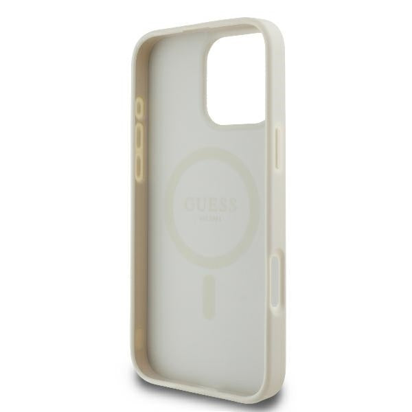 MagSafe cover til Apple iPhone 16 Pro, Guess, Peony Script, Hvid