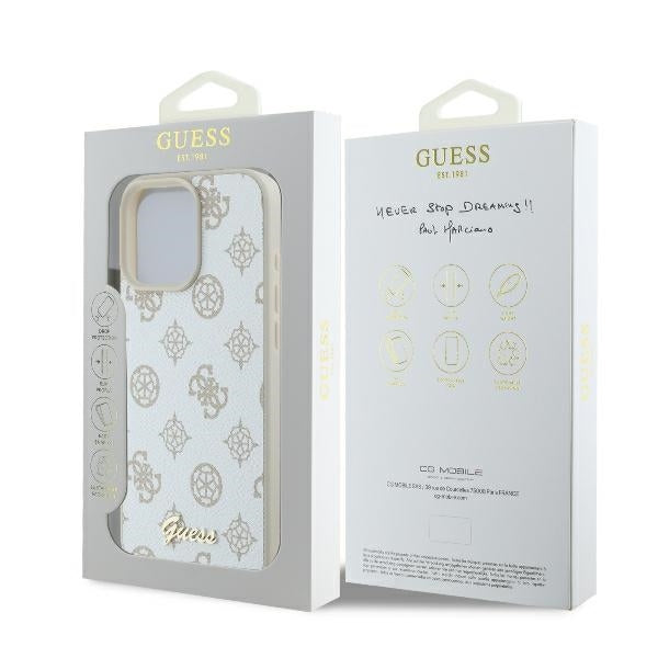 MagSafe cover til Apple iPhone 16 Pro, Guess, Peony Script, Hvid