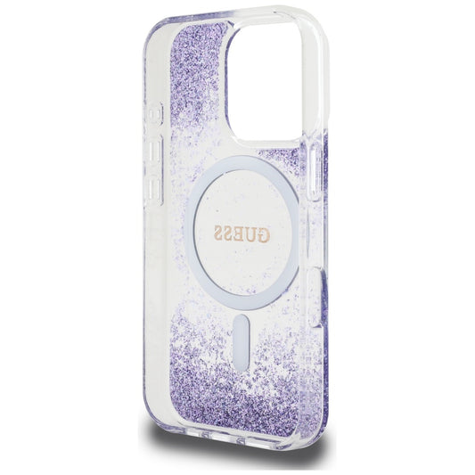 MagSafe cover til Apple iPhone 16 Pro, Guess, Resin Bottom Glitter, Lilla
