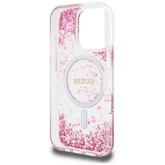 MagSafe cover til Apple iPhone 16 Pro, Guess, Resin Bottom Glitter, Pink