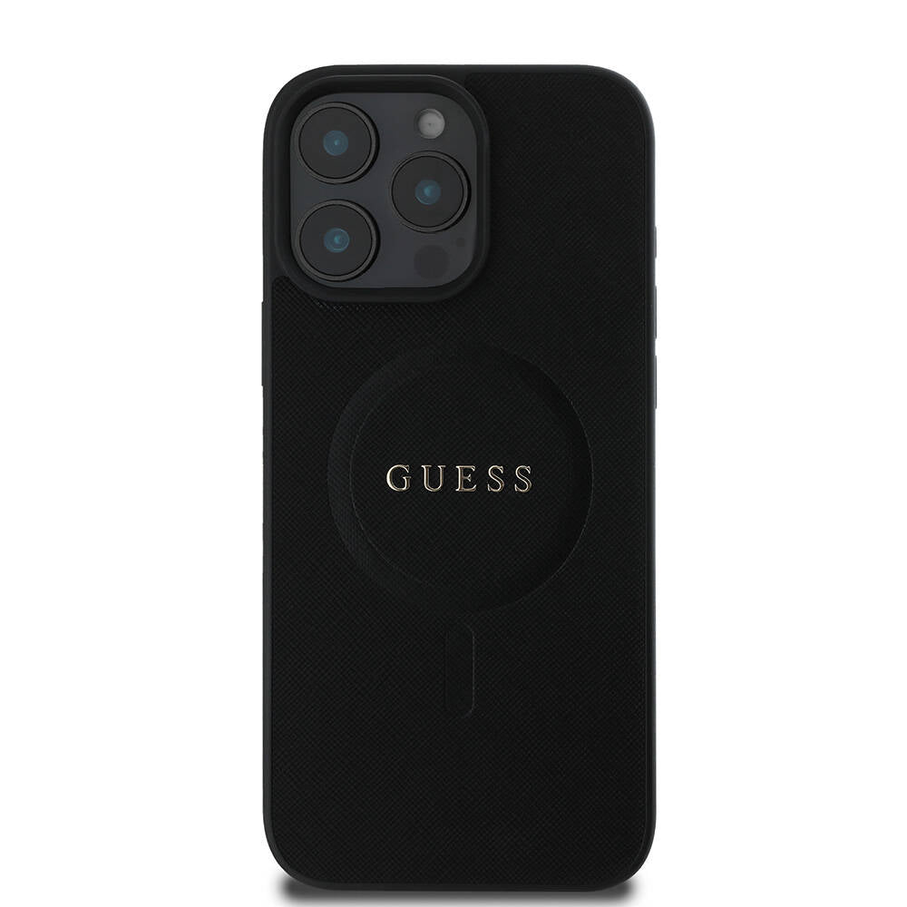 MagSafe cover til Apple iPhone 16 Pro, Guess, Saffiano Classic Logo, Sort