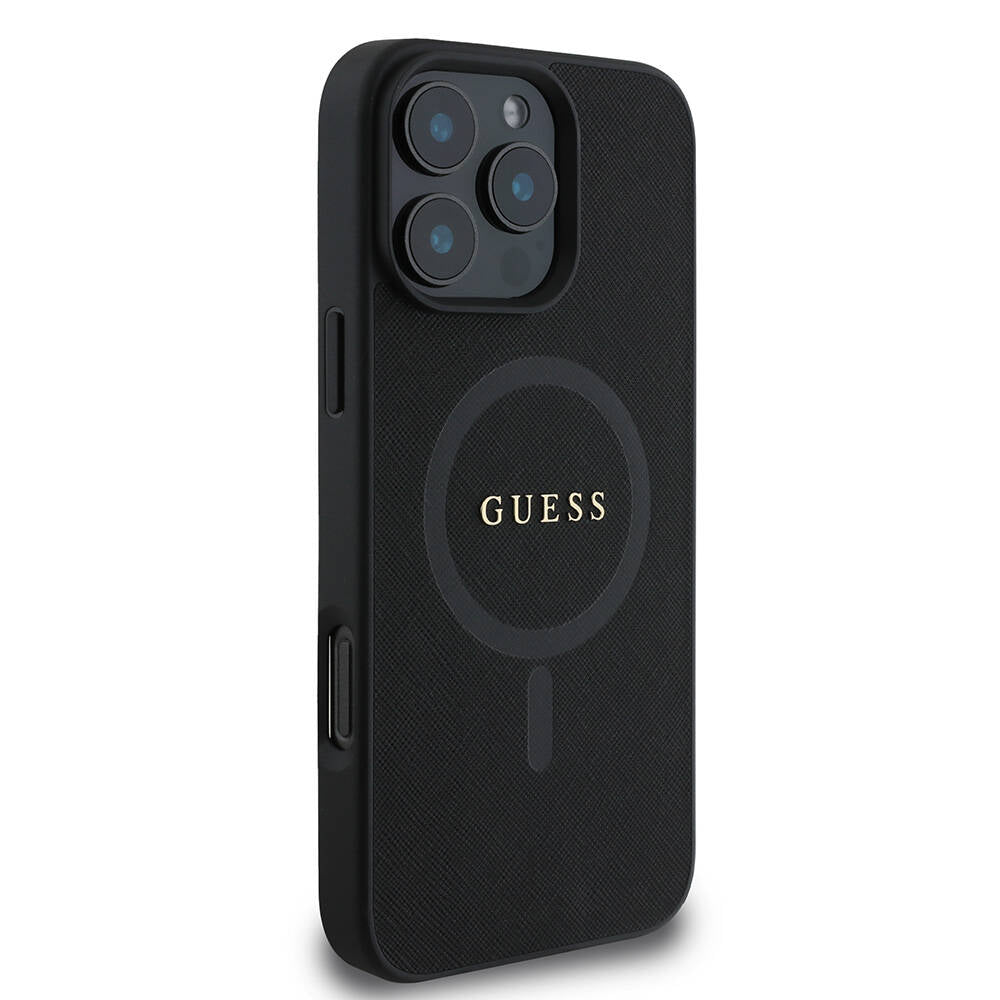 MagSafe cover til Apple iPhone 16 Pro, Guess, Saffiano Classic Logo, Sort
