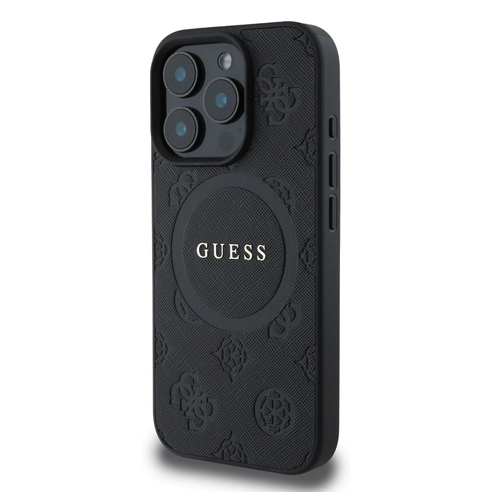 MagSafe cover til Apple iPhone 16 Pro, Guess, Saffiano Peony Classic Logo, Sort