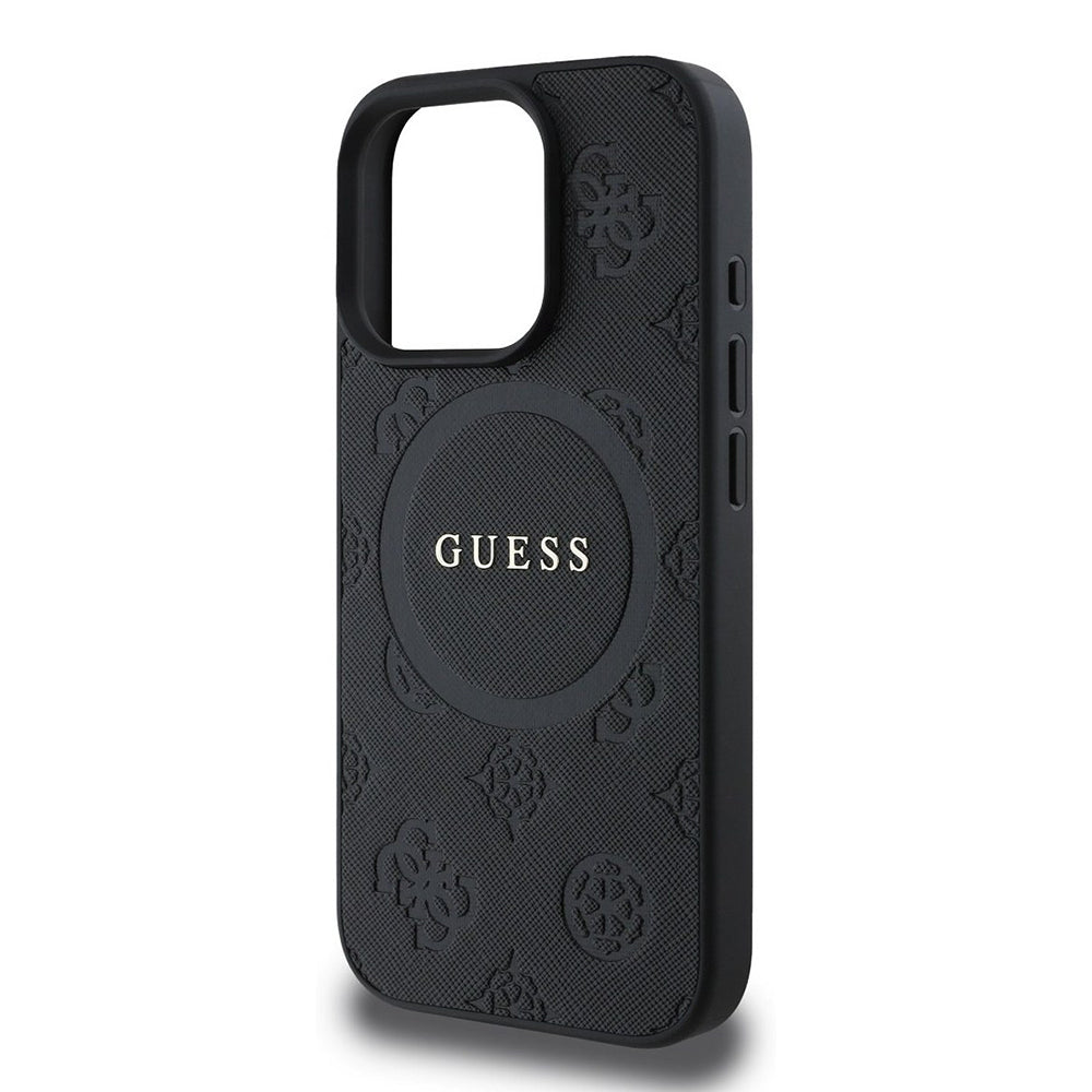 MagSafe cover til Apple iPhone 16 Pro, Guess, Saffiano Peony Classic Logo, Sort