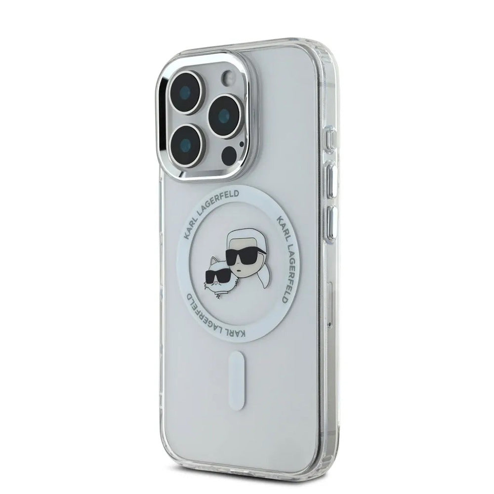 MagSafe cover til Apple iPhone 16 Pro, Karl Lagerfeld, IML Metal Karl & Choupette's Heads, Hvid