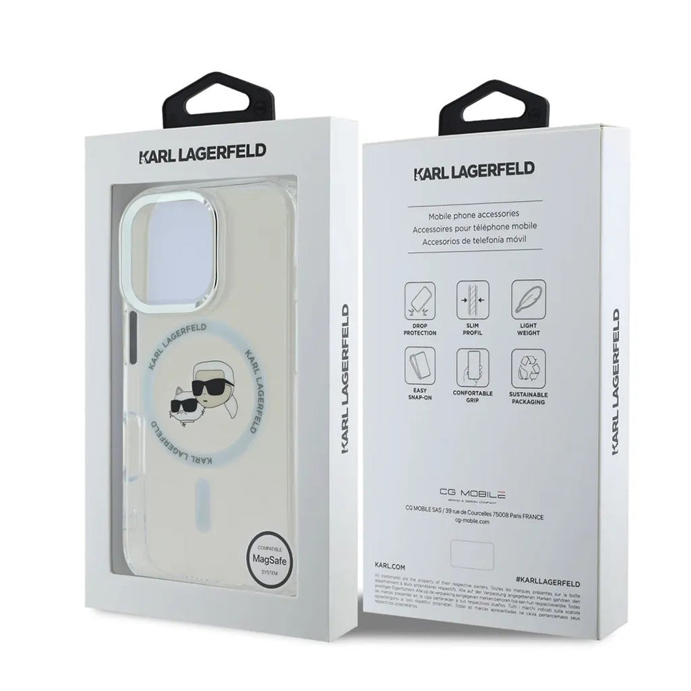 MagSafe cover til Apple iPhone 16 Pro, Karl Lagerfeld, IML Metal Karl & Choupette's Heads, Hvid
