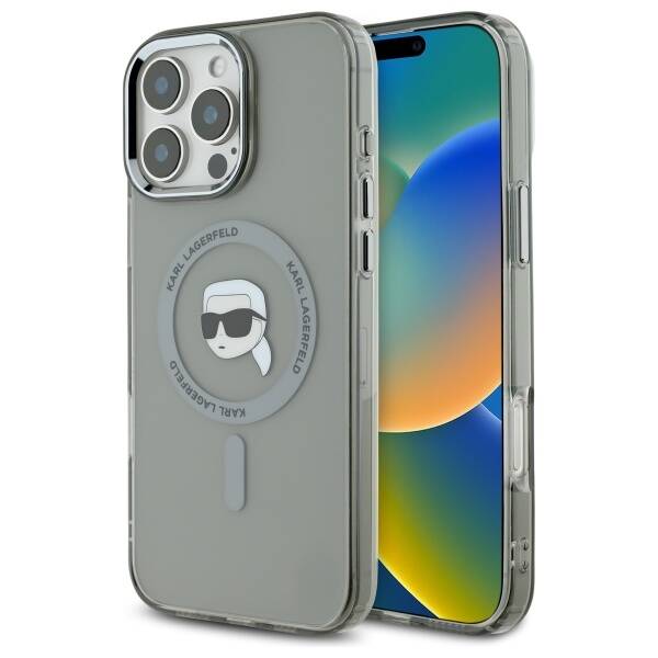 MagSafe cover til Apple iPhone 16 Pro, Karl Lagerfeld, IML Metal Karl's Head, Sort