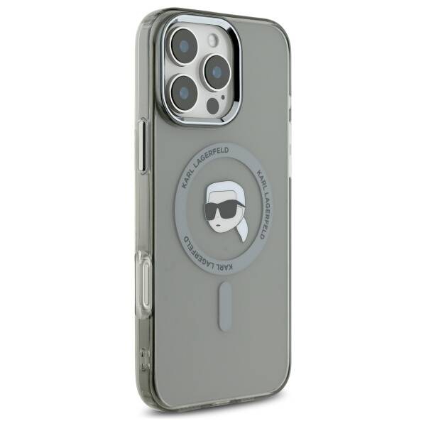 MagSafe cover til Apple iPhone 16 Pro, Karl Lagerfeld, IML Metal Karl's Head, Sort