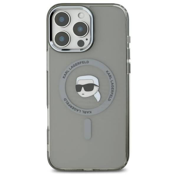 MagSafe cover til Apple iPhone 16 Pro, Karl Lagerfeld, IML Metal Karl's Head, Sort