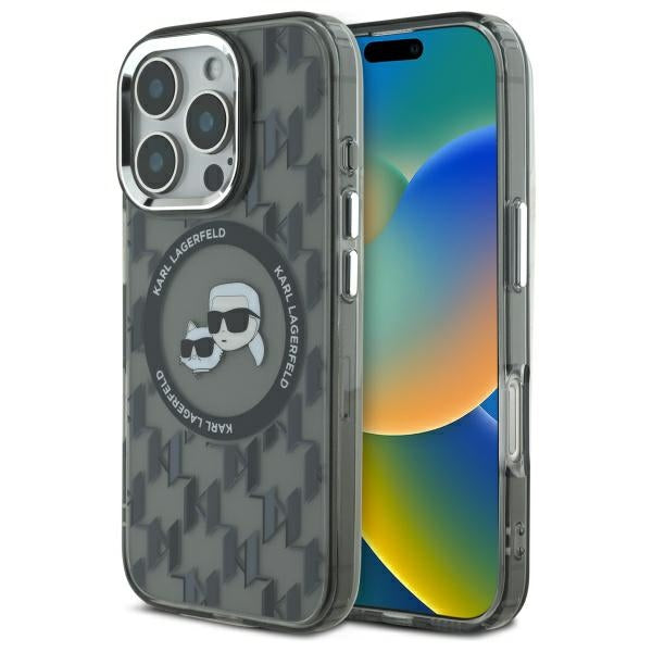 MagSafe cover til Apple iPhone 16 Pro, Karl Lagerfeld, IML Monogram Karl & Choupette's Heads, Sort