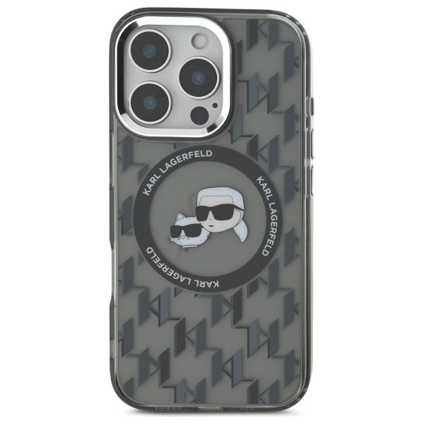 MagSafe cover til Apple iPhone 16 Pro, Karl Lagerfeld, IML Monogram Karl & Choupette's Heads, Sort