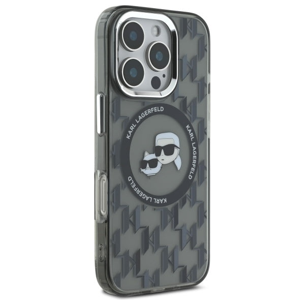 MagSafe cover til Apple iPhone 16 Pro, Karl Lagerfeld, IML Monogram Karl & Choupette's Heads, Sort