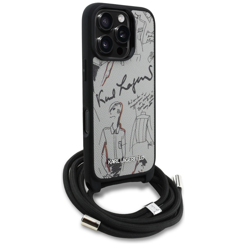 MagSafe cover til Apple iPhone 16 Pro, Karl Lagerfeld, Saffiano Crossbody, Grå