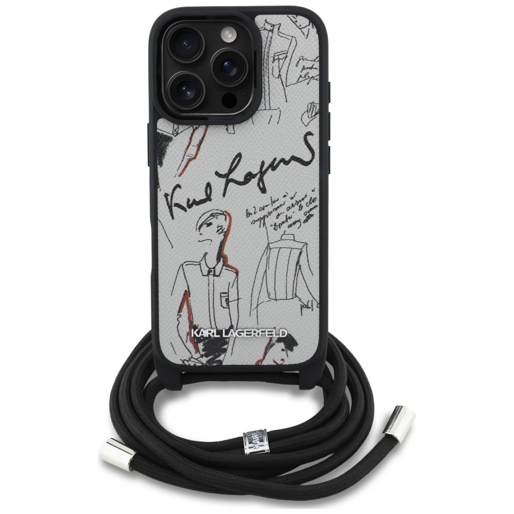 MagSafe cover til Apple iPhone 16 Pro, Karl Lagerfeld, Saffiano Crossbody, Grå