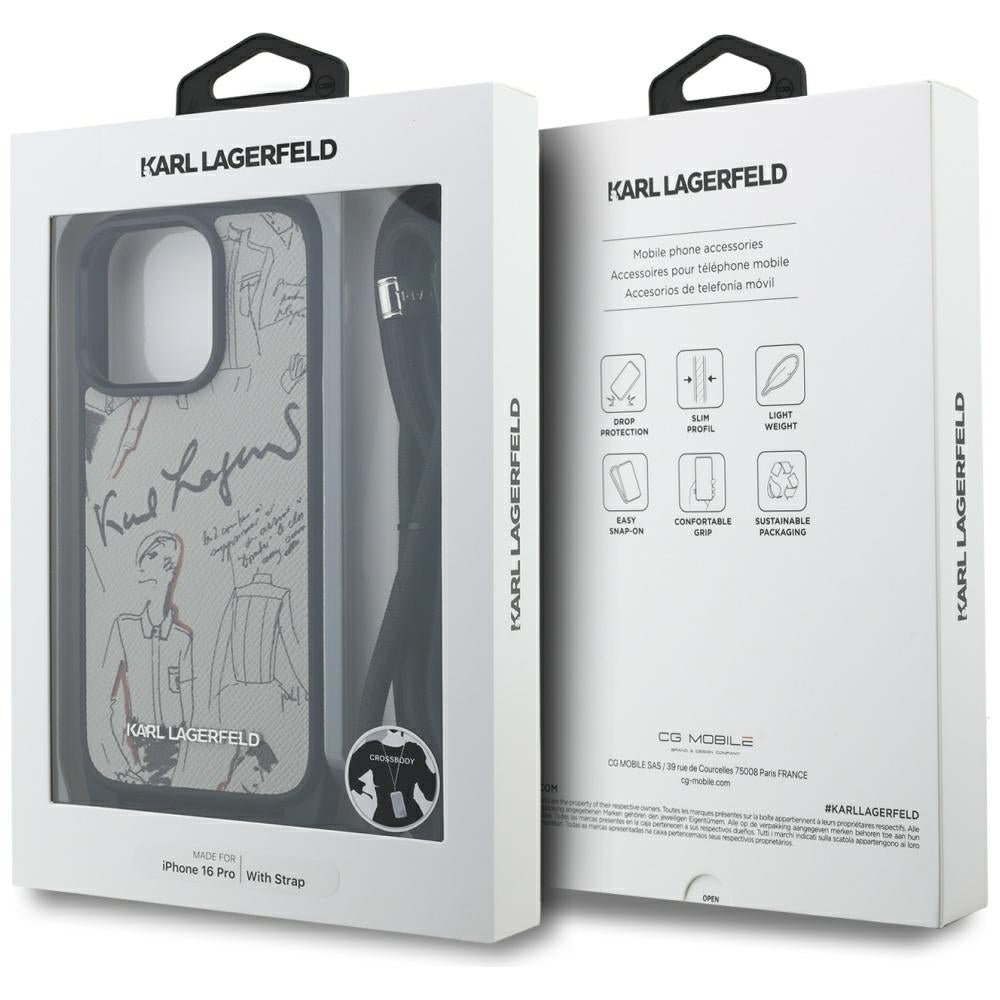 MagSafe cover til Apple iPhone 16 Pro, Karl Lagerfeld, Saffiano Crossbody, Grå